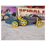 Lot of 4 Vintage Schylling Tin Wind-Up Race Cars w/ Boxes & COAs – Spiral, Bugatti T-35, #2 Race Car, & Land Speed Style