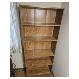 Set of Two Matching Oak-Finish Adjustable Bookcases – 30" × 72" × 12"