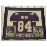 Randy Moss Autographed Jersey Beckett Authenticated 43x35" Professionally Custom Framed and Matted With Photos Minnesota Vikings Football
