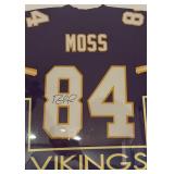 Randy Moss Autographed Jersey Beckett Authenticated 43x35" Professionally Custom Framed and Matted With Photos Minnesota Vikings Football