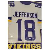 Justin Jefferson Autographed Jersey JSA Authenticated 43x35" Professionally Custom Framed and Matted With Photos Minnesota Vikings Football