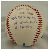 Rod Carew Autographed Stat Ball With 18 Inscriptions Rawlings OMLB Selig Ball Minnesota Twins Baseball