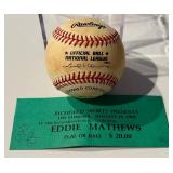 Eddie Mathews Autographed and Inscribed "HOF 78" Baseball Rawlings ONLB Ball