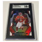Patrick Mahomes SGC 10 Gemt Mint 2022 Select #148 Die-Cut Black/Red Prizm Football Card