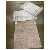 Contemporary Area Rug and 2 Gray Bath Mats