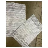 Contemporary Area Rug and 2 Gray Bath Mats