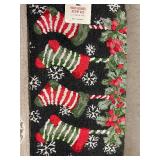 2 Hand Hooked Christmas Accent Rugs, Stockings & Ornaments