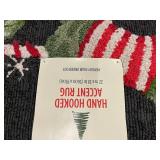 Set of 2 Christmas Hand Hooked Accent Rugs, Stocking Design, 22x38 in