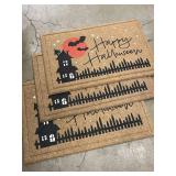 Set of Halloween "Happy Halloween" Doormats with Haunted House Design