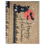 Set of Halloween "Happy Halloween" Doormats with Haunted House Design