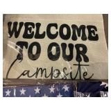 Patriotic Flag Display Set with Welcome to Our Campsite Banner