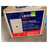 Box of 10 Leviton Ivory Nylon Midway Wallplates and box of Plastic wallplates.