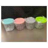 Set of 4 Plastic Containers with Colorful Silicone Lids for NInja Creamy