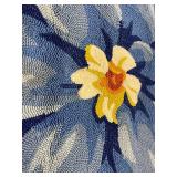 Flower Shaped Blue Polypropylene Throw Rug