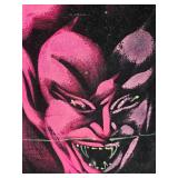 Vintage Black Velvet Devil Art Painting - Signed