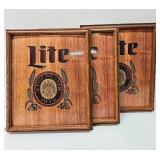 Miller Light Wooden Beer Signs - Lot of 3