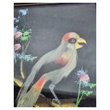 Lot of 2 Vintage Mexican Feather Craft Art Colorful Bird Pictures
