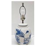 Mid Century Blue and White Asian Theme Ginger Jar Table Lamp