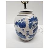 Mid Century Blue and White Asian Theme Ginger Jar Table Lamp