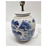 Mid Century Blue and White Asian Theme Ginger Jar Table Lamp