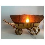 Excellent Clean Working Condition Vintage Covered Wagon Lamp