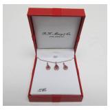 Lovely 14k Gold over Sterling Silver Matching Necklace & Earring Set w/Gemstones