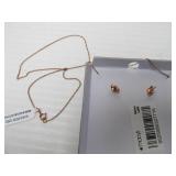 Lovely 14k Gold over Sterling Silver Matching Necklace & Earring Set w/Gemstones