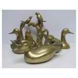 Large Lot of Vintage Heavy Solid Brass Ducks Owls Birds etc