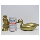 Large Lot of Vintage Heavy Solid Brass Ducks Owls Birds etc