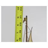 LARGE Vintage Signed Brass Mid Century Sailboat Sculpture on Stone Base - 21"