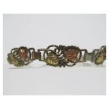 Excellent Signed Coleman Company 12K Black Hills Gold & Sterling Silver Bracelet w/Leaf Design