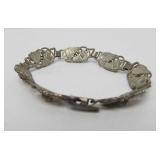 Excellent Signed Coleman Company 12K Black Hills Gold & Sterling Silver Bracelet w/Leaf Design