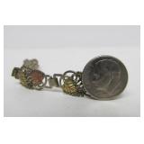 Excellent Signed Coleman Company 12K Black Hills Gold & Sterling Silver Bracelet w/Leaf Design