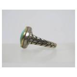 Fine 18K Gold, Sterling Silver & Turquoise Signed NA HOKU Ring - Size 7