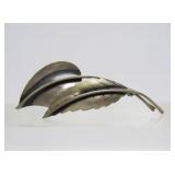 Large Sterling Silver Leaf Brooch