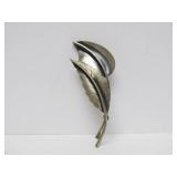 Large Sterling Silver Leaf Brooch