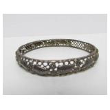 Pierced Leaf & Grape Design Sterling Silver Bracelet