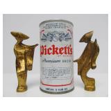 Set of 5 Old Vintage Gilt Iron Dancing Geisha Statues