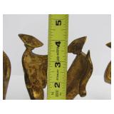 Set of 5 Old Vintage Gilt Iron Dancing Geisha Statues