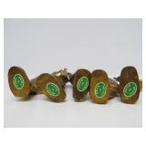 Set of 5 Old Vintage Gilt Iron Dancing Geisha Statues