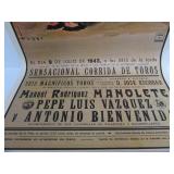 Vintage Plaza De Toros BARCELONA Bullfighting Poster - Dated 1943