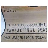 Vintage Plaza De Toros BARCELONA Bullfighting Poster - Dated 1943
