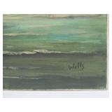 Nice vintage Mid Century Seascape Oil on Canvas Painting w/Boats - Signed "Wells"