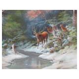 Excellent Ornately Framed Antique Hunting Lithograph - "A Hunter