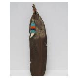 3 Genuine Native American Made Pieces - Dreamcatchers & Carved Wood Feather w/Wolf