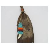 3 Genuine Native American Made Pieces - Dreamcatchers & Carved Wood Feather w/Wolf