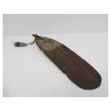 3 Genuine Native American Made Pieces - Dreamcatchers & Carved Wood Feather w/Wolf