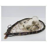 3 Genuine Native American Made Pieces - Dreamcatchers & Carved Wood Feather w/Wolf