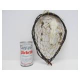 3 Genuine Native American Made Pieces - Dreamcatchers & Carved Wood Feather w/Wolf