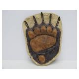 Large Grizzly Bear Footprint Impression Plaster Wall Sculpture